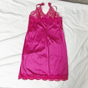 Vintage fuchsia night gown slip dress. 38, Small Medium